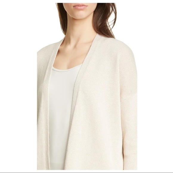 NEW EILEEN FISHER BEIGE OPEN FRONT CARDIGAN - Picture 3 of 10
